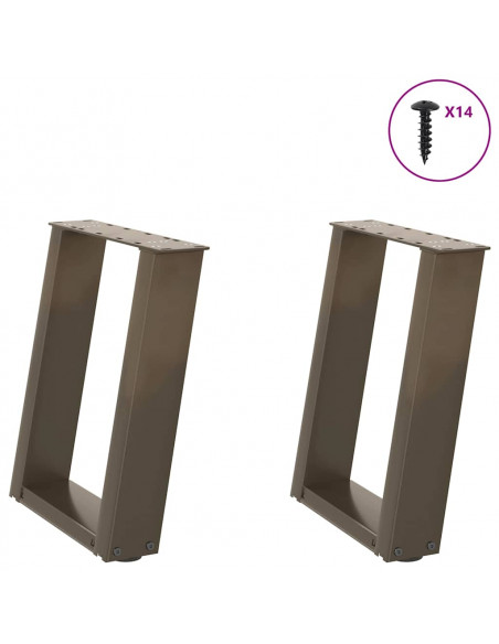 Gambe Tavolino Caffè a U 2 pz 38x(42-43) cm Acciaio