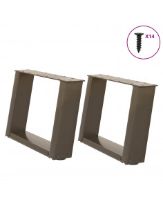 Gambe Tavolino Caffè a U 2 pz 40x(30-31)cm in Acciaio