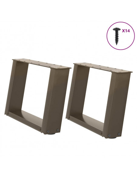 Gambe Tavolino Caffè a U 2 pz 50x(30-31)cm in Acciaio