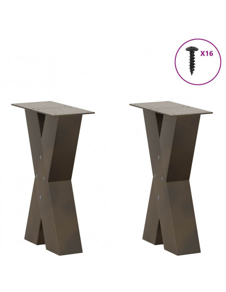 Gambe Tavolino Caffè a X 2 pz Naturale 28x(42-43) cm Acciaio