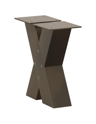 Gambe Tavolino Caffè a X 2 pz Naturale 40x(30-31) cm in Acciaio