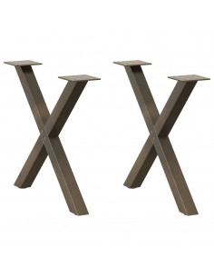 Gambe Tavolino Caffè a X 2 pz Naturale 50x(42-43) cm Acciaio