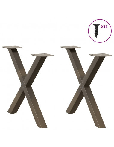 Gambe Tavolino Caffè a X 2 pz Naturale 50x(42-43) cm Acciaio