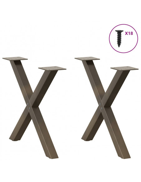 Gambe Tavolino Caffè a X 2 pz Naturale 50x(42-43) cm Acciaio