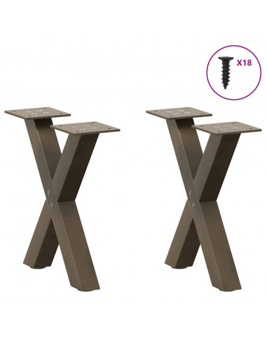 Gambe Tavolino Caffè a X 2 pz Naturale 30x(30-31) cm in Acciaio