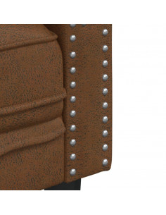 Set Divani Chesterfield 2pz Marrone in Similpelle Scamosciata