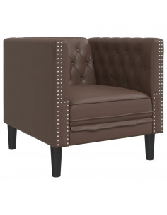 Set Divani Chesterfield 3pz Marrone in Similpelle