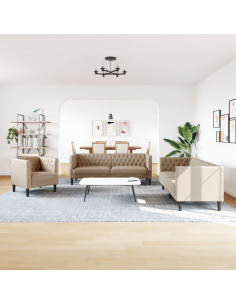 Set Divani Chesterfield 3pz Cappuccino in Similpelle 2