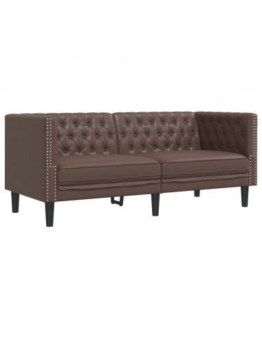 Set Divani Chesterfield 2pz Marrone in Similpelle