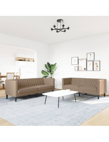 Set Divani Chesterfield 2pz Cappuccino in Similpelle