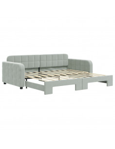 Divano Letto con Letto Estraibile Grigio Chiaro 90x190 Velluto