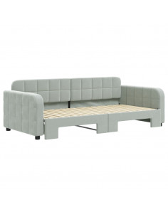 Divano Letto con Letto Estraibile Grigio Chiaro 90x190 Velluto 2