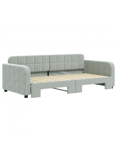 Divano Letto con Letto Estraibile Grigio Chiaro 90x190 Velluto