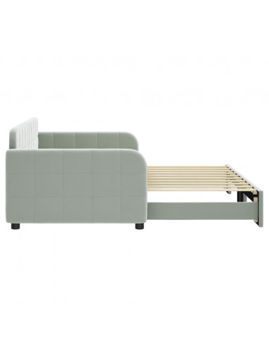 Divano Letto con Letto Estraibile Grigio Chiaro 90x190 Velluto