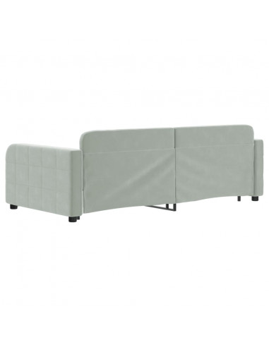 Divano Letto con Letto Estraibile Grigio Chiaro 90x190 Velluto