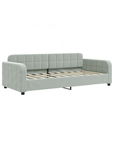 Divano Letto con Letto Estraibile Grigio Chiaro 90x190 Velluto