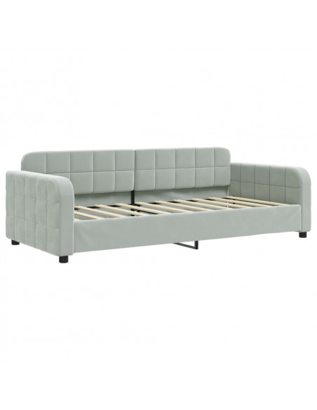 Divano Letto con Letto Estraibile Grigio Chiaro 90x190 Velluto
