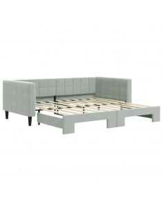 Divano Letto con Letto Estraibile Grigio Chiaro 90x190 Velluto