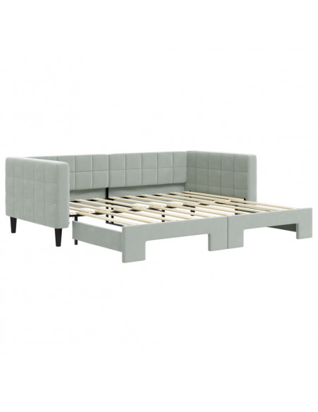 Divano Letto con Letto Estraibile Grigio Chiaro 90x190 Velluto