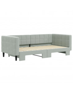 Divano Letto con Letto Estraibile Grigio Chiaro 90x190 Velluto 2