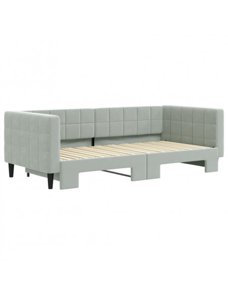 Divano Letto con Letto Estraibile Grigio Chiaro 90x190 Velluto