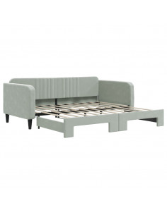 Divano Letto con Letto Estraibile Grigio Chiaro 90x190 Velluto