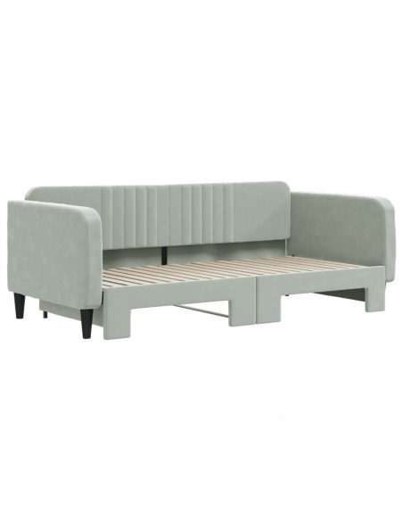 Divano Letto con Letto Estraibile Grigio Chiaro 90x190 Velluto