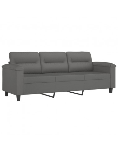 Set Divani 3 pz con Cuscini Grigio Scuro in Tessuto Microfibra