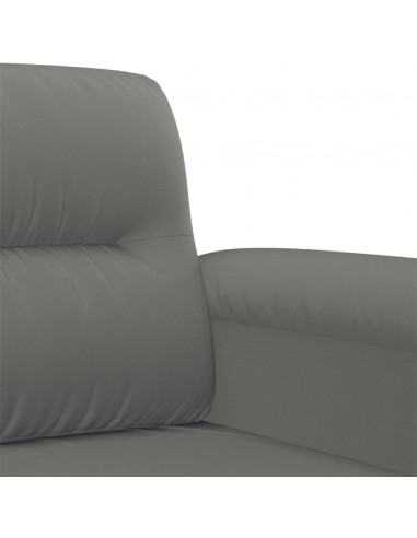 Set Divani 3 pz con Cuscini Grigio Scuro in Tessuto Microfibra