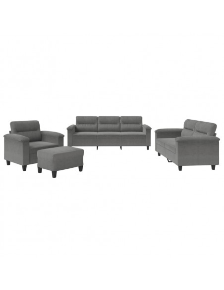 Set Divani 4 pz con Cuscini Grigio Scuro in Tessuto Microfibra