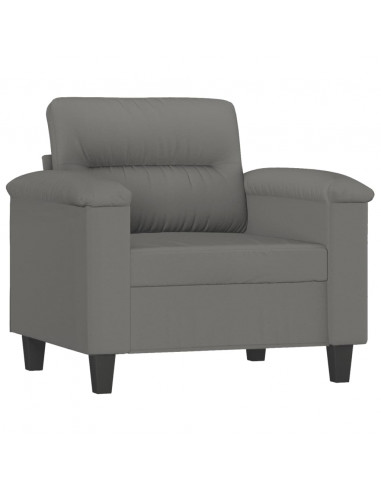 Set Divani 4 pz con Cuscini Grigio Scuro in Tessuto Microfibra