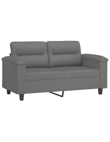 Set Divani 4 pz con Cuscini Grigio Scuro in Tessuto Microfibra