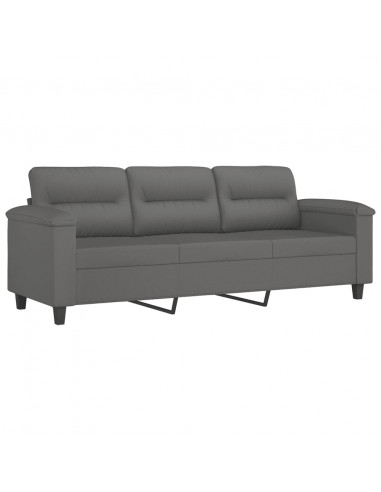 Set Divani 4 pz con Cuscini Grigio Scuro in Tessuto Microfibra