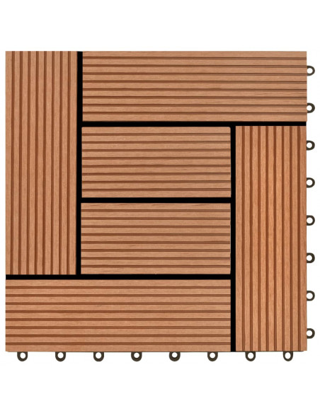 Set 11 Piastrelle in WPC 30 x 30 cm 1 mq marrone