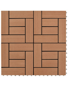 Set 11 Piastrelle in WPC 30 x 30 cm 1 mq marrone 2