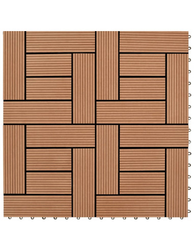 Set 11 Piastrelle in WPC 30 x 30 cm 1 mq marrone