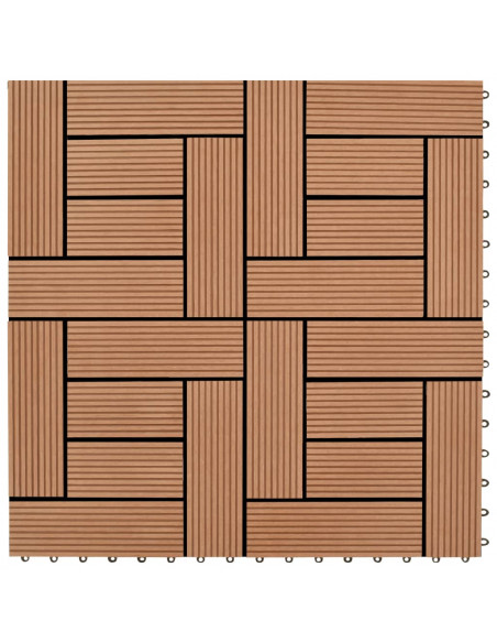 Set 11 Piastrelle in WPC 30 x 30 cm 1 mq marrone