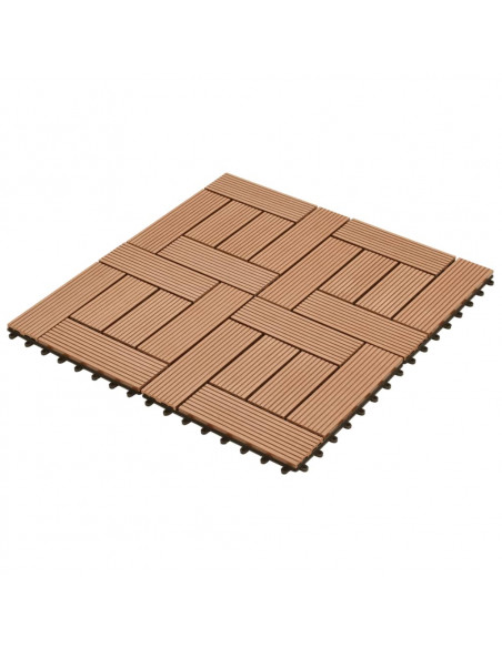 Set 11 Piastrelle in WPC 30 x 30 cm 1 mq marrone