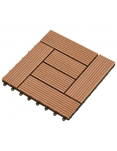 Set 11 Piastrelle in WPC 30 x 30 cm 1 mq marrone