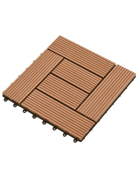Set 11 Piastrelle in WPC 30 x 30 cm 1 mq marrone