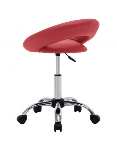 Sedia da Lavoro con Ruote Rossa in Similpelle