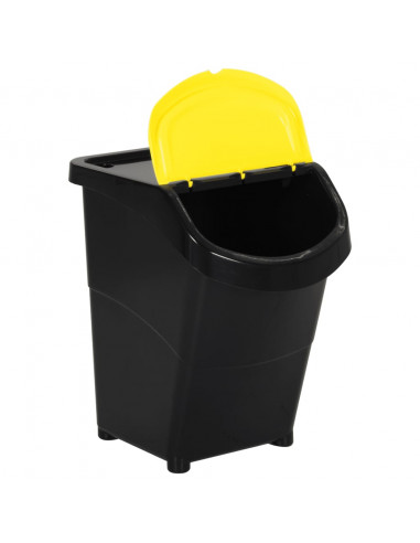 Cestini per Rifiuti Impilabili con Coperchi 3pz Neri PP 120L