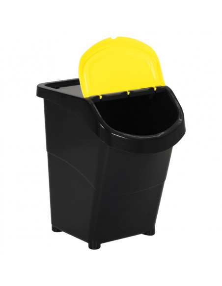 Cestini per Rifiuti Impilabili con Coperchi 3pz Neri PP 120L