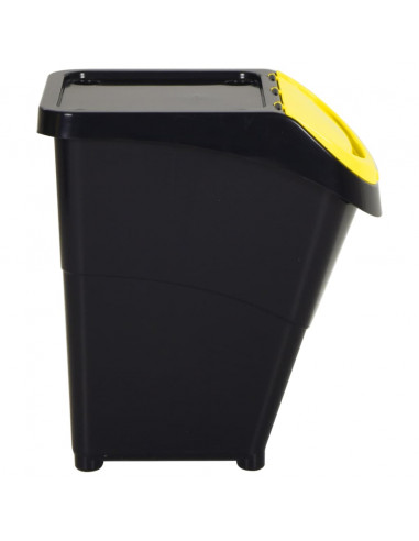 Cestini per Rifiuti Impilabili con Coperchi 3pz Neri PP 120L