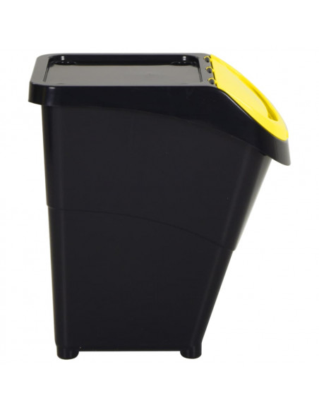 Cestini per Rifiuti Impilabili con Coperchi 3pz Neri PP 120L