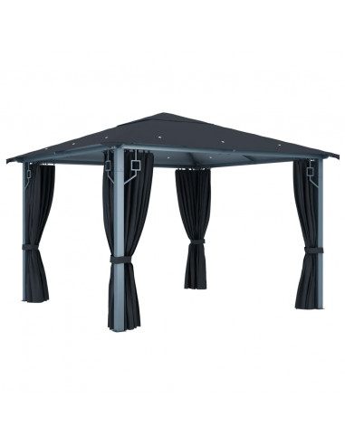 Gazebo con Tenda 300 x 300 cm Antracite Alluminio