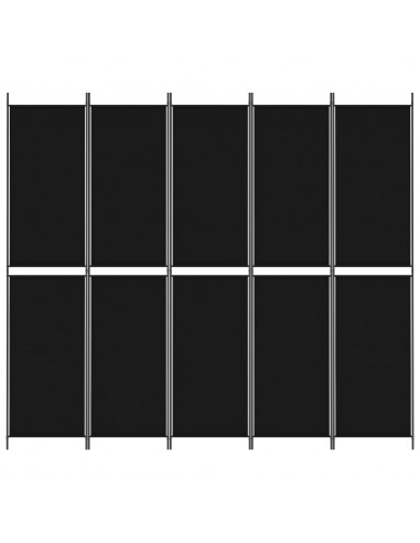 Divisorio 5 Pannelli Nero 250x220 cm Tessuto