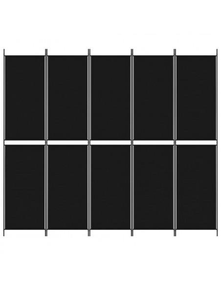 Divisorio 5 Pannelli Nero 250x220 cm Tessuto