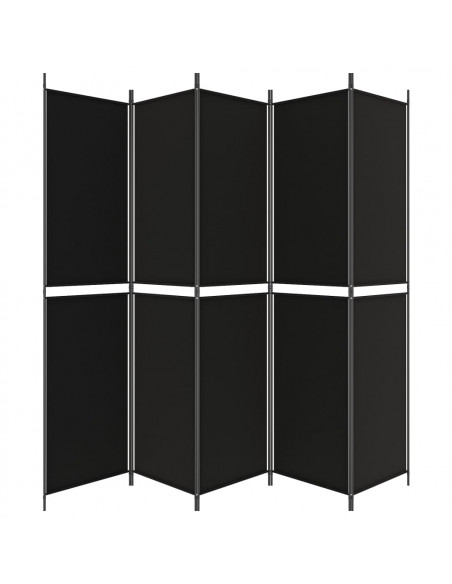 Divisorio 5 Pannelli Nero 250x220 cm Tessuto