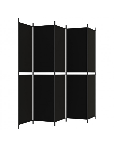 Divisorio 5 Pannelli Nero 250x220 cm Tessuto